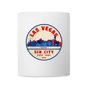 Sin City Skyline Retro Round Logo - Mug - white - Front