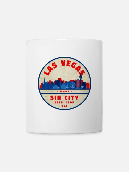 Logo rétro rond de Sin City Skyline - Mug blanc - blanc