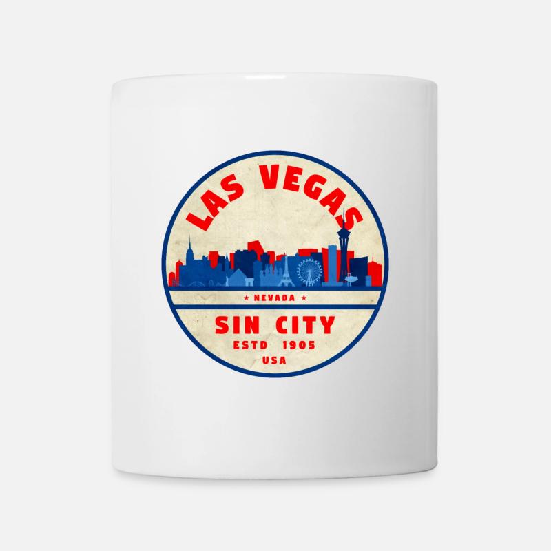 Sin City Skyline Retro Rundlogo - Tasse - Weiß