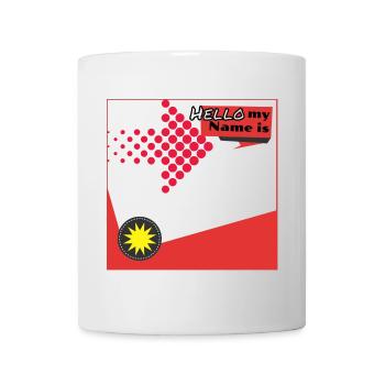 Hallo, mein Name ist Nametag – Pop Art - Tasse - Weiß - Vorne