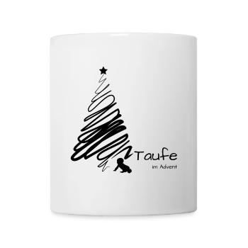 Taufe im Advent Baby krabbelt zum Weihnachtsbaum - Tasse - Weiß - Vorne