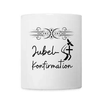 Jubelkonfirmation auffliegende Taube über Kreuz - Tasse - Weiß - Vorne
