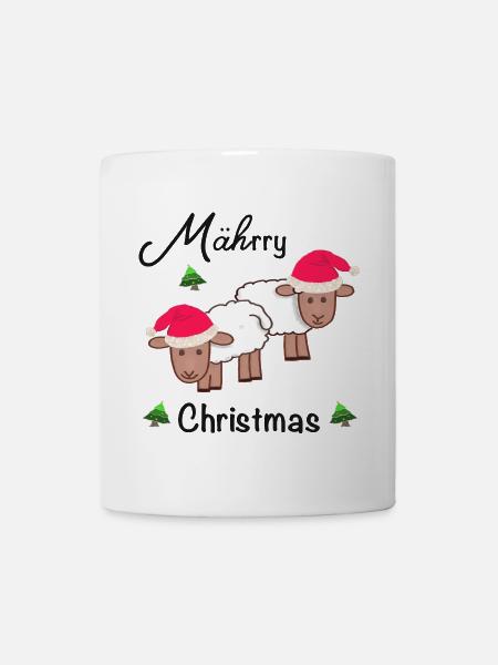 Lustige Weihnachten, MÄHrry Christmas Schafe - Tasse - Weiß