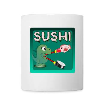 LUSTIGE SUSHI MAKI GESCHENKE - ESSEN DINOSAURIER - Tasse - Weiß - Vorne