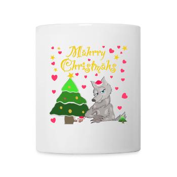 Kultiger Wolf, Weihnachten unterm Tannenbaum - Tasse - Weiß - Vorne