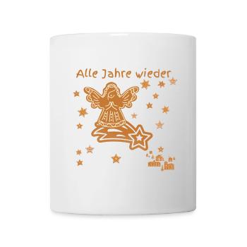 Christkind surft auf Weihnachtsstern zur Erde - Tasse - Weiß - Vorne
