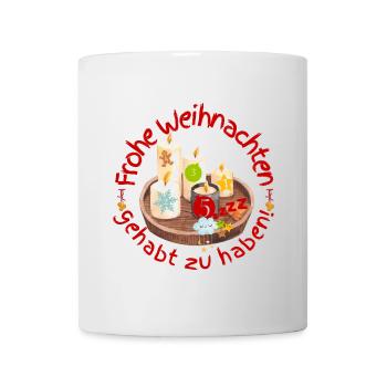 Fünfte Kerze brennt Weihnachten verpennt - Tasse - Weiß - Vorne
