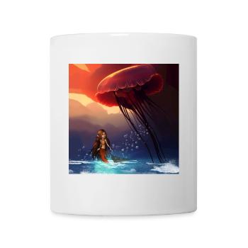 Tolle Qualle mit kleiner Meerjungfrau - Tasse - Weiß - Vorne