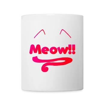 Typographie „Meow“, tail, Ohren, geschenkidee Frau - Tasse - Weiß - Vorne