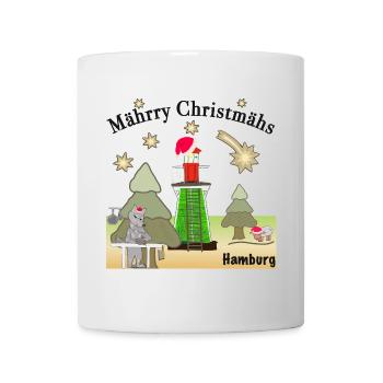 Weihnachten Hamburg Leuchtturm Bunthaus,Wolf - Tasse - Weiß - Vorne
