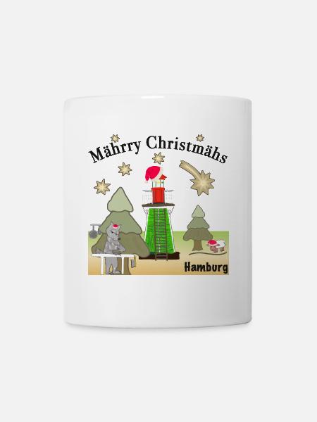 Weihnachten Hamburg Leuchtturm Bunthaus,Wolf - Tasse - Weiß
