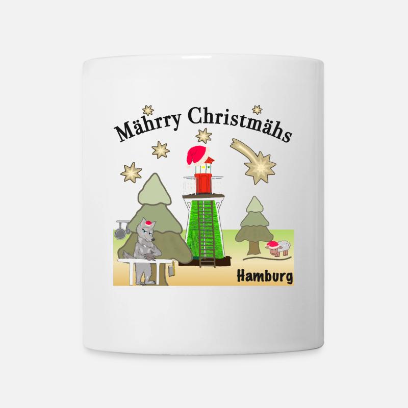 Weihnachten Hamburg Leuchtturm Bunthaus,Wolf - Tasse - Weiß