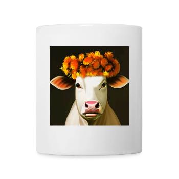 Die Kuh mit den Herbstblumen - Tasse - Weiß - Vorne