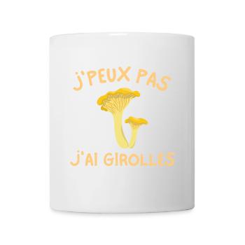girolles, champignon, ramasseur de champignons - Mug blanc - blanc - Devant
