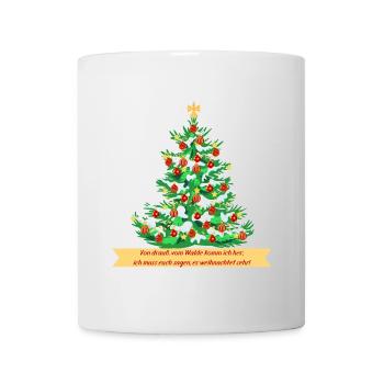 Weihnachtsbaum rot goldener Christbaumschmuck - Tasse - Weiß - Vorne