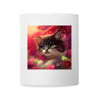 Cute kitten with birds - Mug - white - Front
