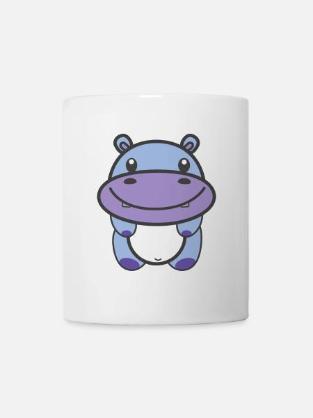 Hippopotame mignon Kawaii - Mug blanc - blanc