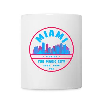 Miami Skyline Neon-Stempel - Tasse - Weiß - Vorne