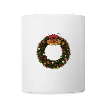 Weihnachtskranz mit Glocken und Schleife - Tasse - Weiß - Vorne