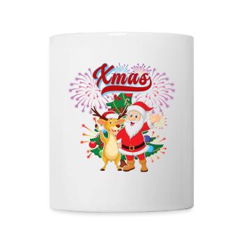 Motif Père Noël et renne - Mug blanc - blanc - Devant