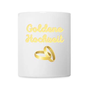 Goldene Hochzeit goldene Eheringe leuchtend Gold - Tasse - Weiß - Vorne