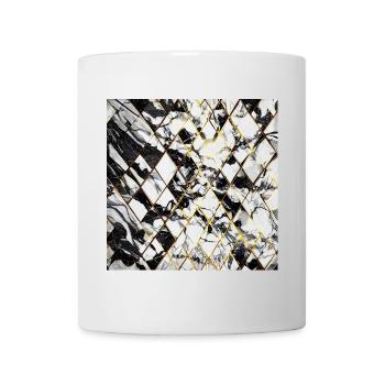 Marbre Noir Blanc Or Mosaïque Géométrique - Mug blanc - blanc - Devant