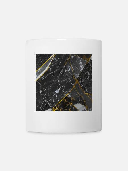 Marmor Schwarz Gold Textur - Tasse - Weiß