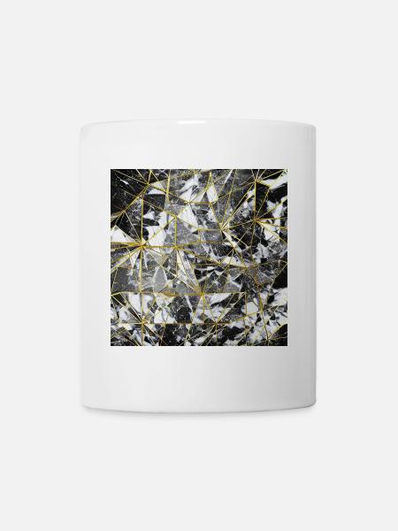 Marmor Schwarz Gold Geometrisches Muster - Tasse - Weiß