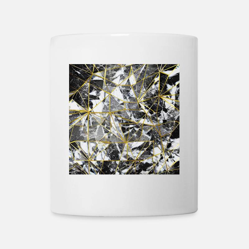 Marmor Schwarz Gold Geometrisches Muster - Tasse - Weiß