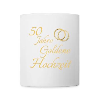 50 Jahre Goldene Hochzeit Ringe - Tasse - Weiß - Vorne