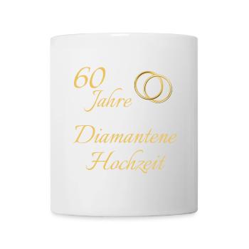 60 Jahre Diamantene Hochzeit Ringe goldfarben Text - Tasse - Weiß - Vorne