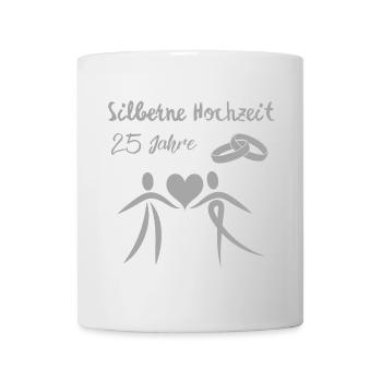 Silberne Hochzeit 25 Jahre Paar Ehepaar silber - Tasse - Weiß - Vorne