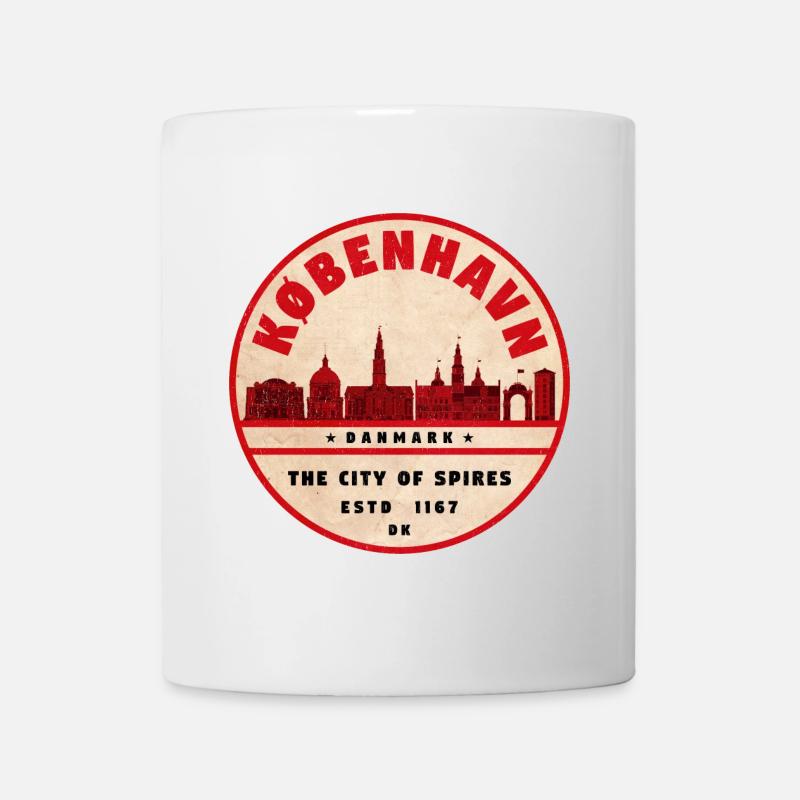 Kopenhagen Skyline Vintage Siegel - Tasse - Weiß