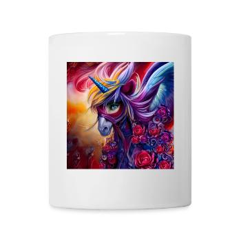 Wunderbares buntes Einhorn mit Blumen. - Tasse - Weiß - Vorne
