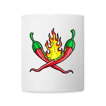 burning chilli peppers - Mug - white - Front
