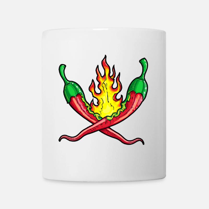 brennende chillis - Tasse - Weiß