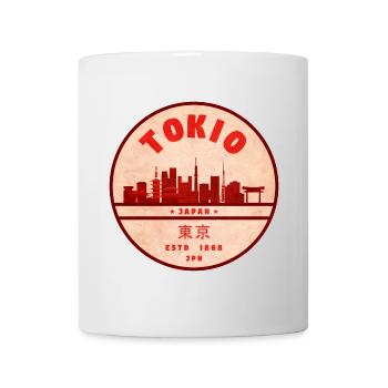 Retro Tokio Skyline Abzeichen - Tasse - Weiß - Vorne