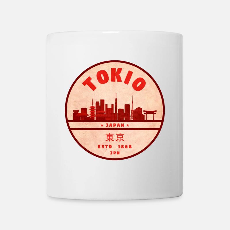 Retro Tokio Skyline Abzeichen - Tasse - Weiß