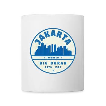 Jakarta Skyline Round Logo Blue White - Mug - white - Front