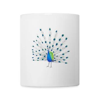 Pfauenfeder Kunst - Tasse - Weiß - Vorne