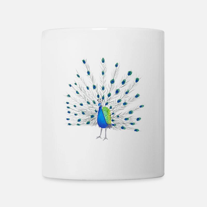 Pfauenfeder Kunst - Tasse - Weiß