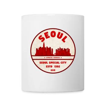 Seoul Skyline Vintage Emblem - Tasse - Weiß - Vorne