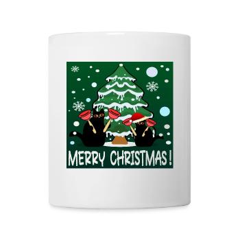 JOYEUX NOËL - DRÔLES DE CHATS - PISTON DE TOILETTE - Mug blanc - blanc - Devant