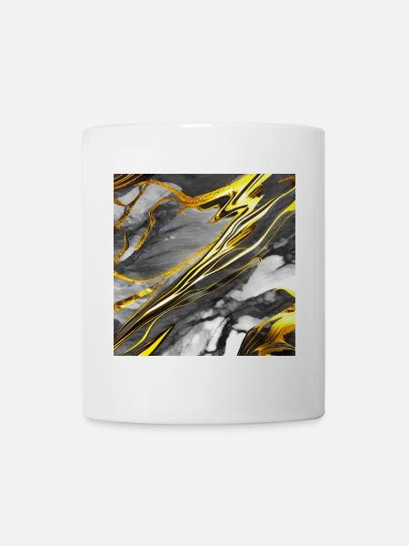 Marmor Schwarz Gold Textur - Tasse - Weiß