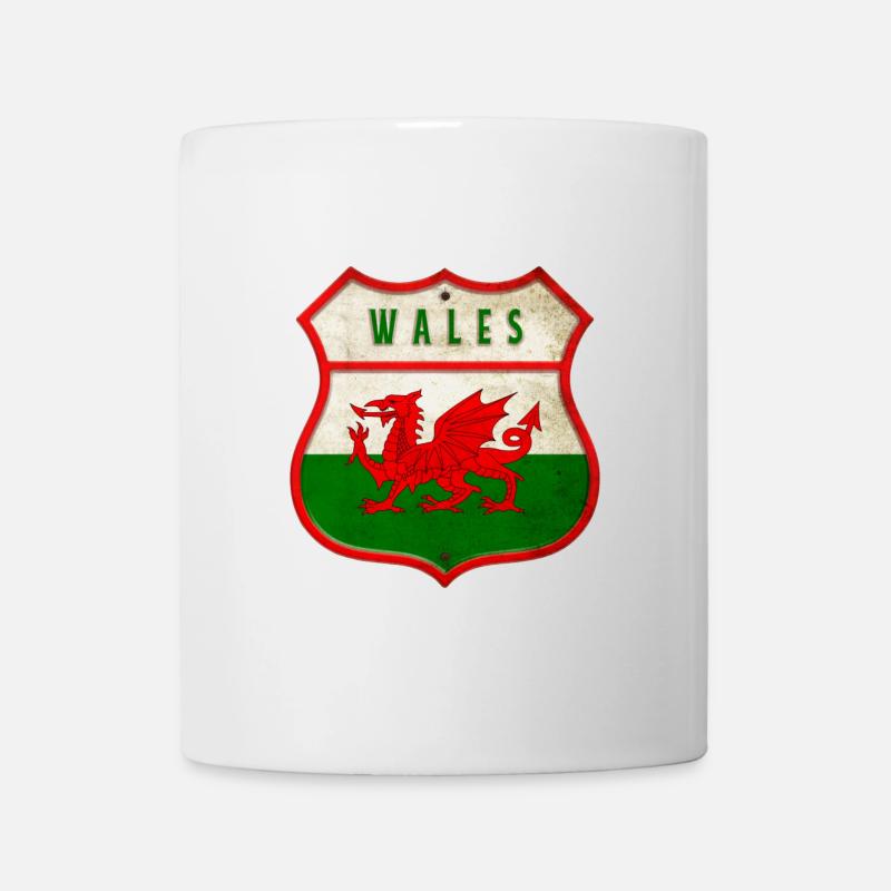 Wales Wappen Flaggen Design - Tasse - Weiß