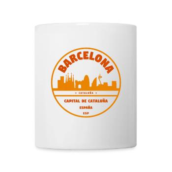 Barcelona Skyline Emblem - Tasse - Weiß - Vorne