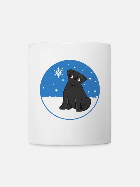 Carlin noir dans la neige - Mug blanc - blanc