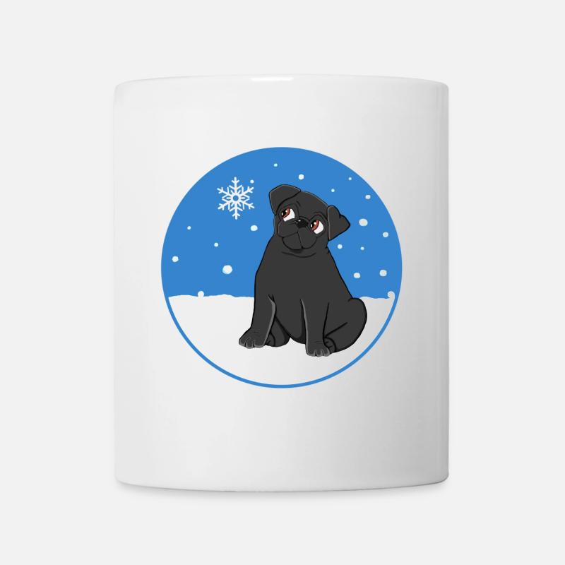 Black Pug in the Snow - Mug - white