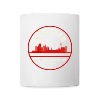Munich Skyline Stamp Red Badge - Mug - white - Front