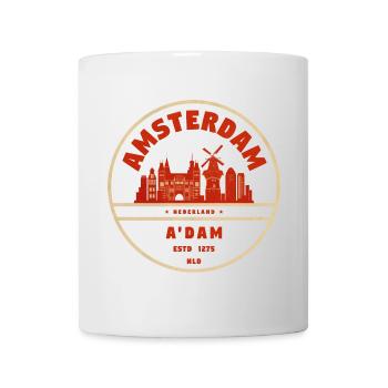 Amsterdam Skyline Vintage Abzeichen - Tasse - Weiß - Vorne